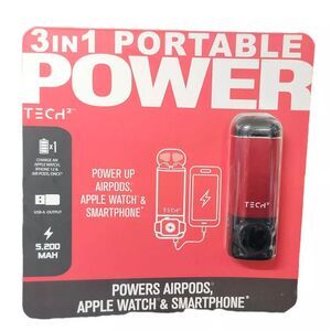 Tech Squared 3-in-1 5K MAH Portable Power Charger, Red